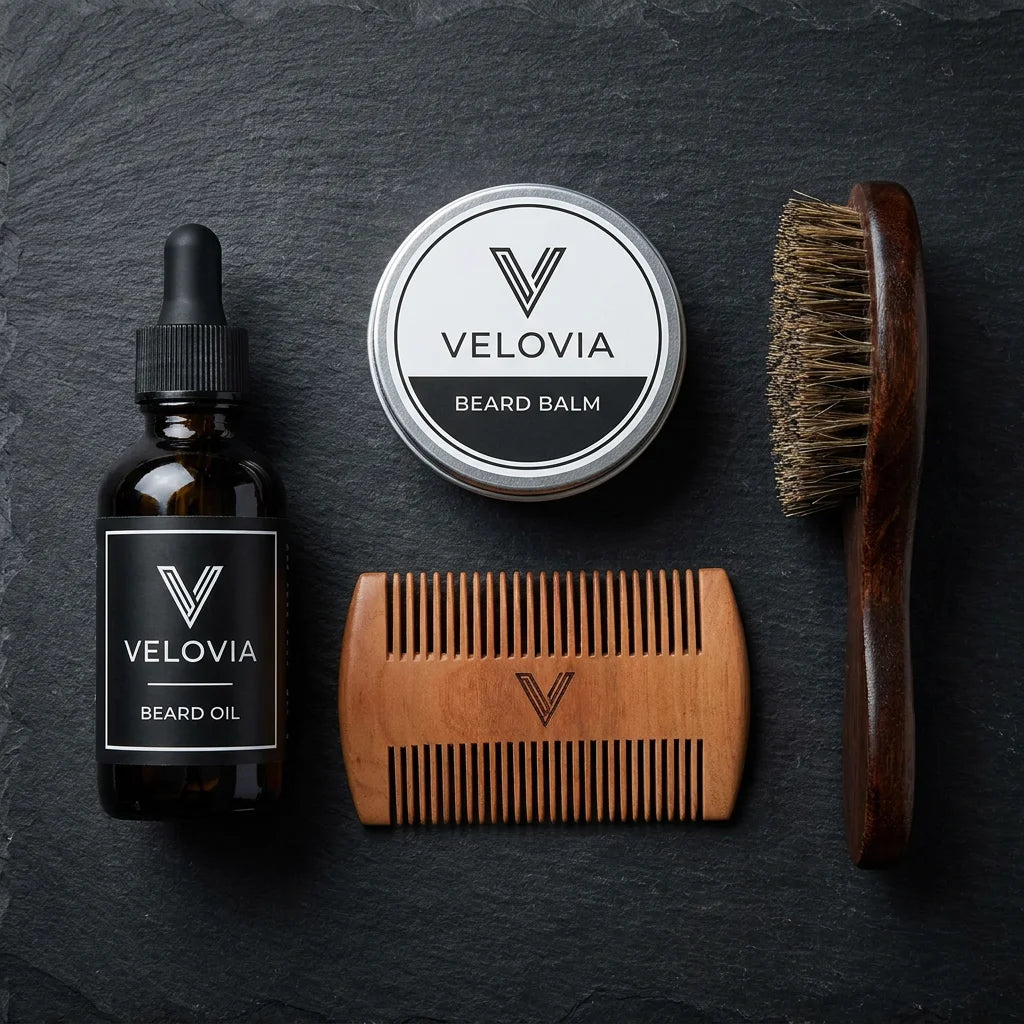 Velovia Ultimate Men's Beard Grooming Kit - 4-Piece Luxury Set